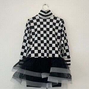 A Wish Come True Check Mate Black White Dance Costume size ISC